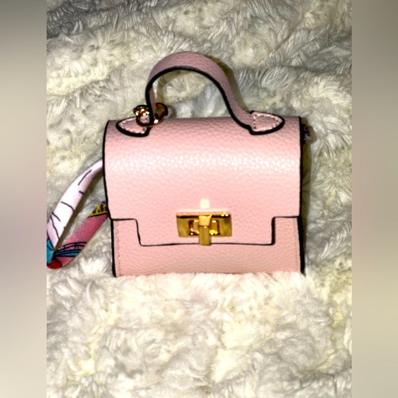 Handbags - MICRO 4”PINK TINY TWILLY LEATHER HANDBAG - KEY / BAG CHAIN. GOLD LOCK CLOSURE.